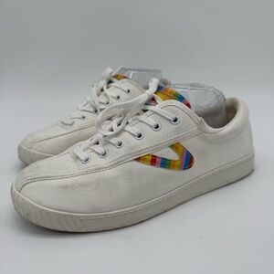 Tretorn Nylite Plus White Canvas Rainbow Pride Sneaker Size 9